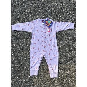 Vtg 90s Piglett 9 month button up body suit Pooh 100 acre collection NWT